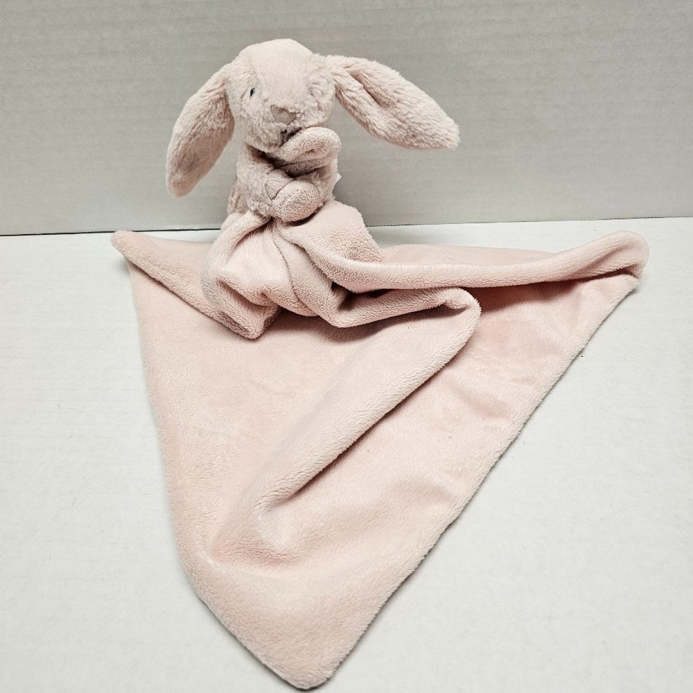 Jellycat London Bashful Blush Light Pink Bunny Rabbit Lovey Security Blanket 13"